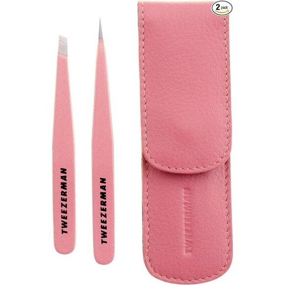 Tweezerman Petite Tweezer Set Tea Rose Color Travel Friendly Pouch Kit Set NEW - Picture 3 of 3